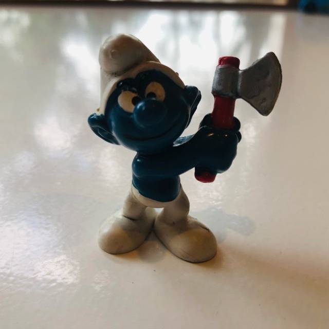 Wood Cutter Smurf SCHLEIGH 1975 Hong Kong
