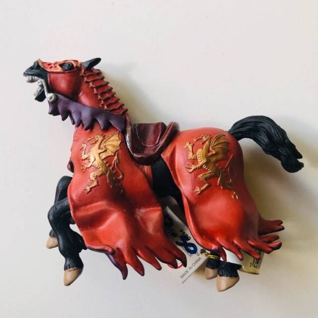 Papo Black Horse with Red Jacket and Gold Dr...