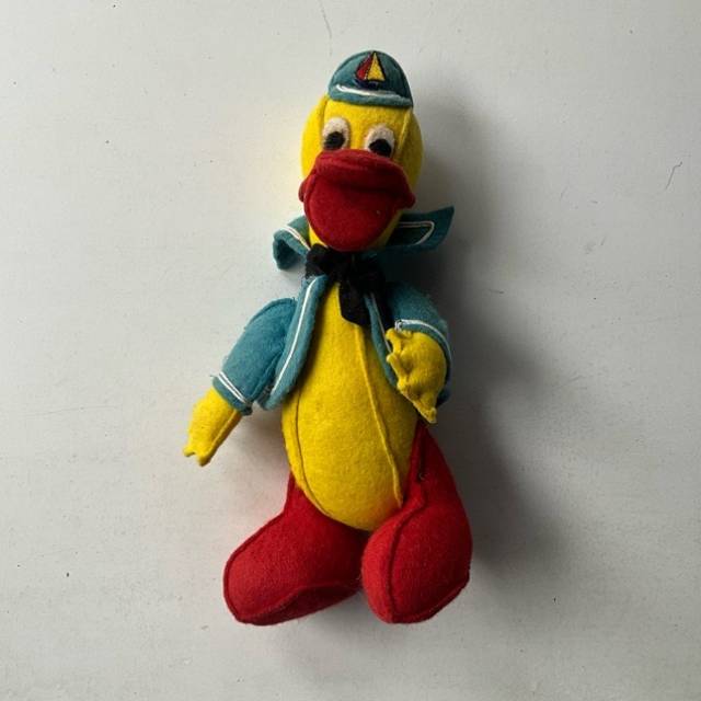 Hand Made Felt Duck with blue jacket (25cm H...