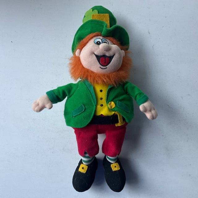 Irish Leprechaun Plush Green Rag Doll Orange...
